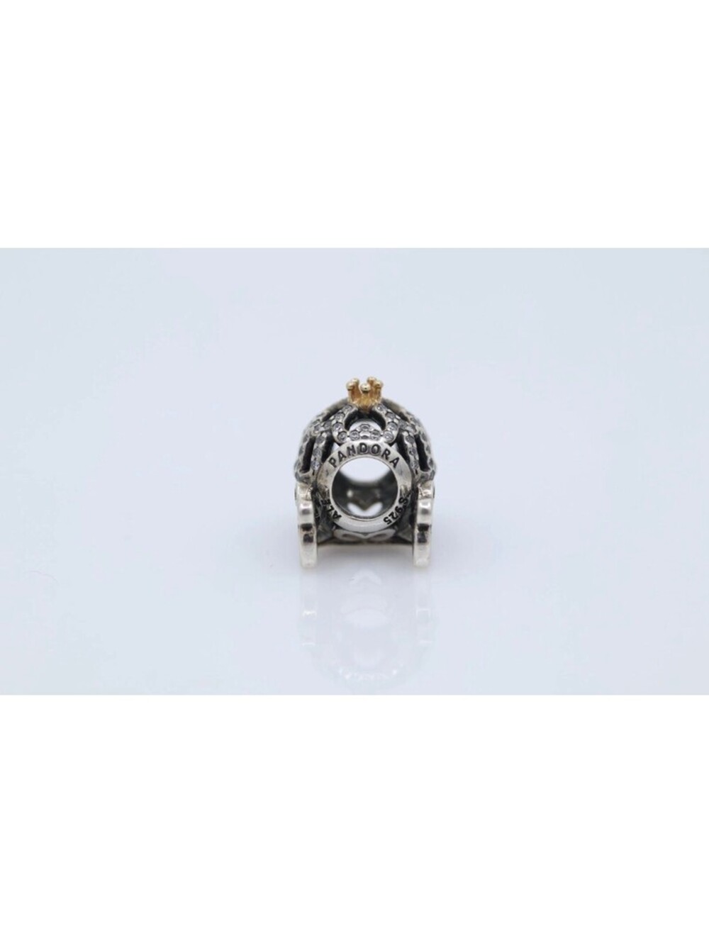 Authentic Pandora Sterling silver and gold Disney Cinderella carriage charm - Picture 4 of 5
